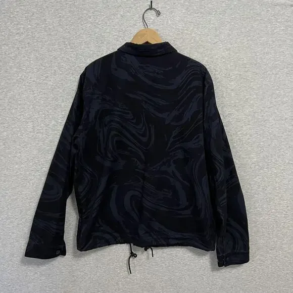 Dime Jacket Mens Large Navy Marble Coach Snap Button Embroidered Logo Skateboard